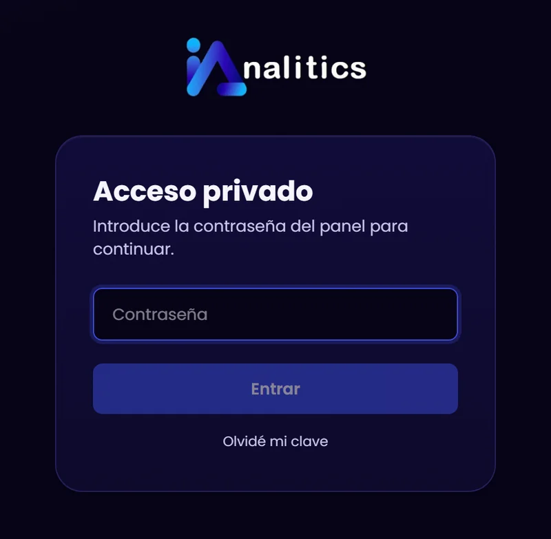 Pantalla de acceso privado al panel del ChatBot