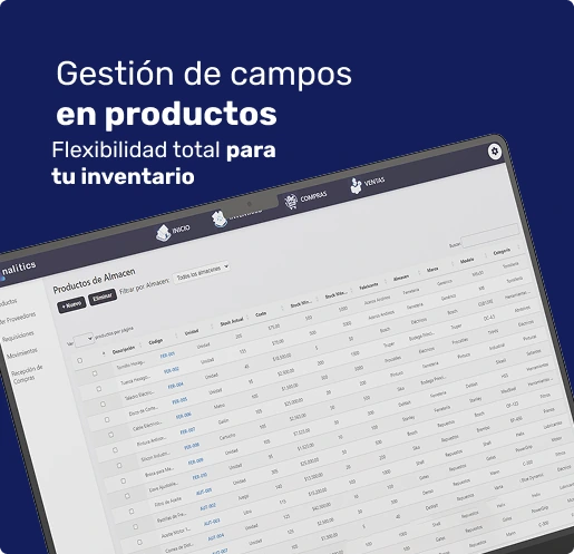 Gestión de campos en productos